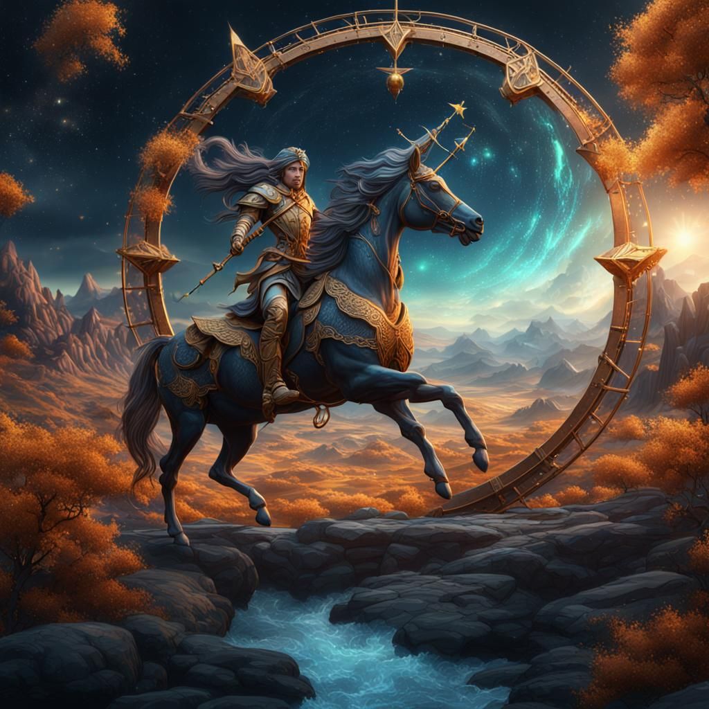 alchemy background with Sagittarius zodiac