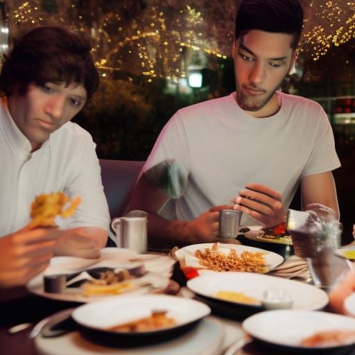 SpaceAliens Eating at a Fancy Crowded Restaurant