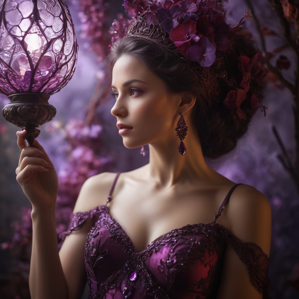 Portrait avec variations de couleurs mauve et violette