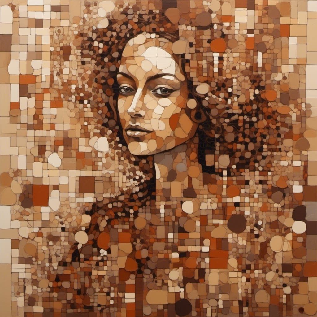 Patchwork Portrait in Earth Tones
