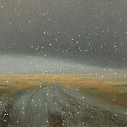 The snow is falling cause low invisible on the road. Driving...