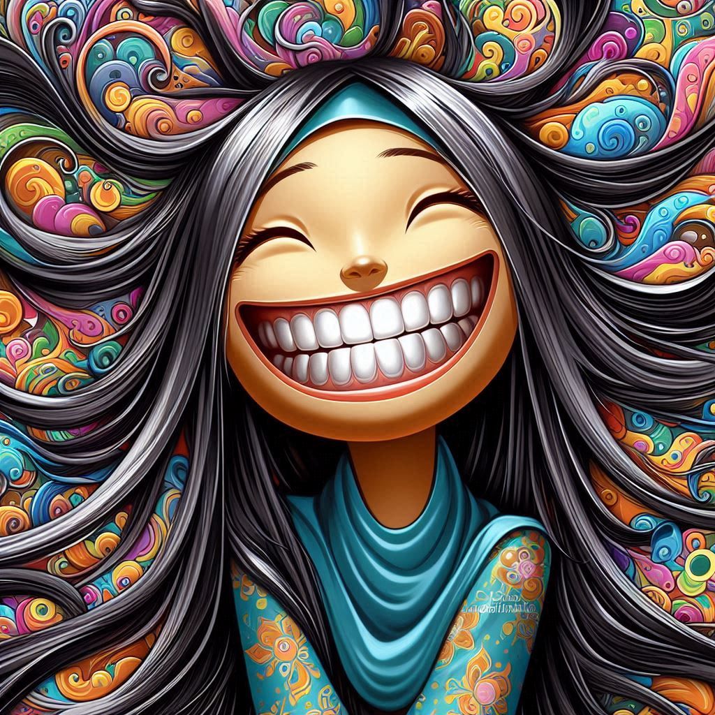 Girl smiling widely teeth