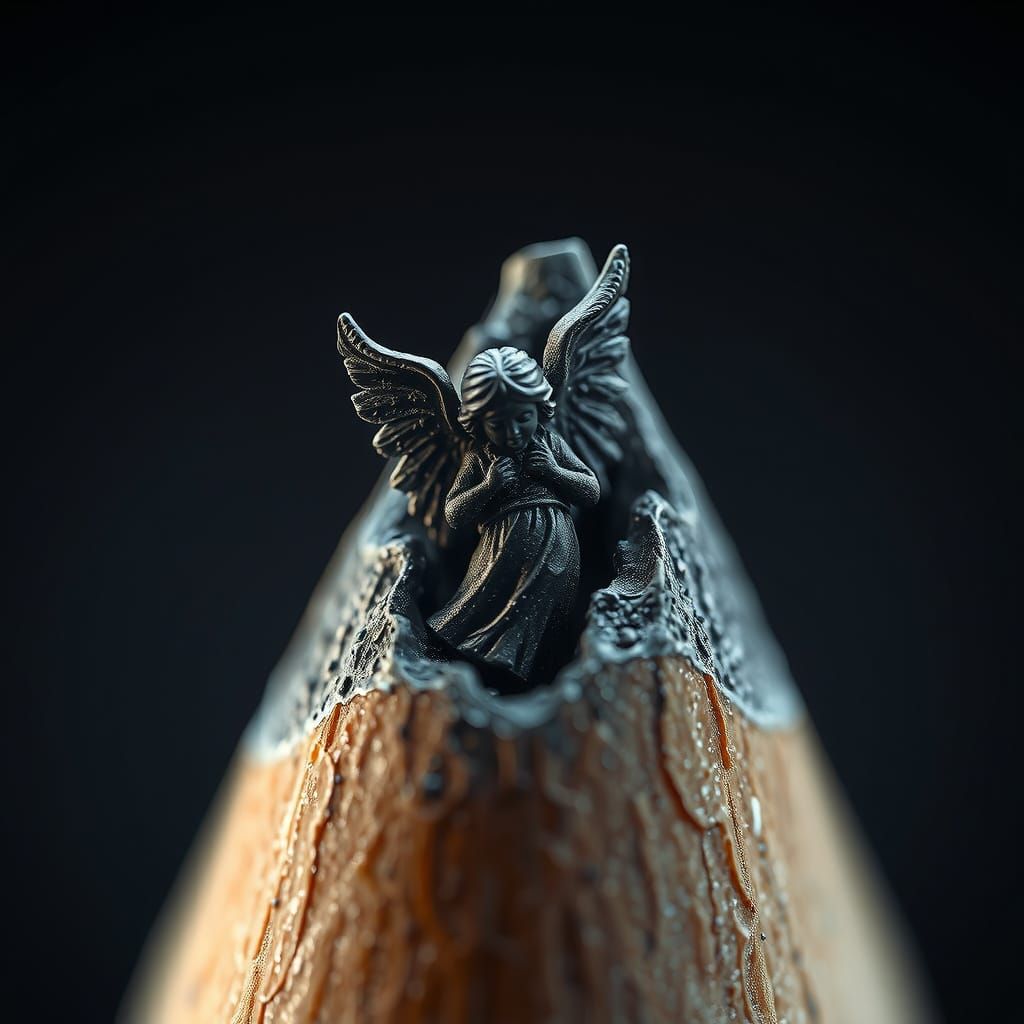 Pencil Metamorphis - Angel Carved Into Pencil Tip  by @possom2009