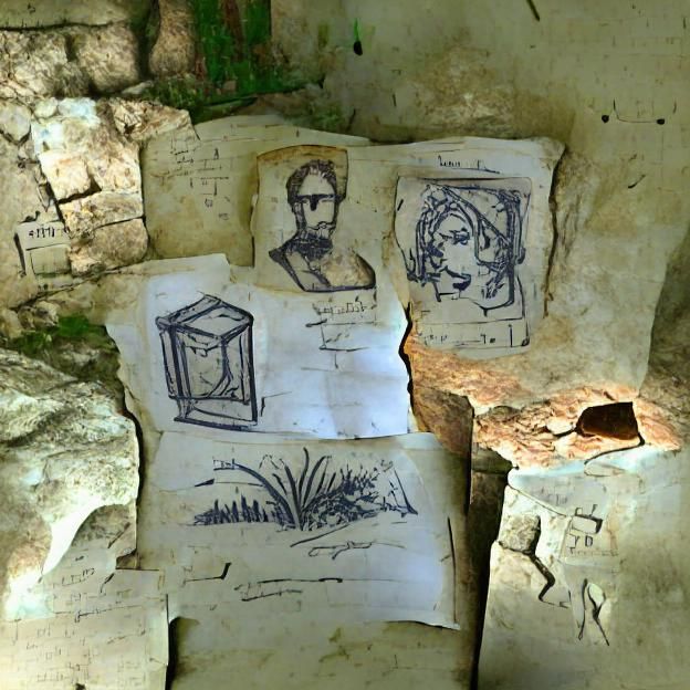 Enigmatic sketches found in the ruin