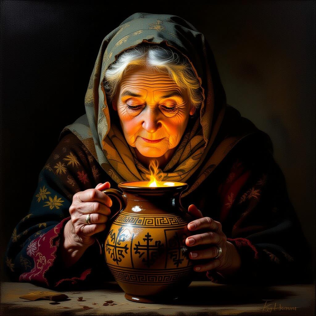 Wise Woman Discovers Inner Glow in Ancient Jug