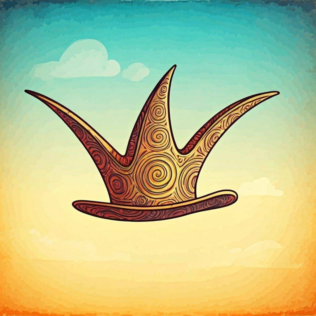 Whimsical Anthropomorphic Hat in Dreamlike Landscape