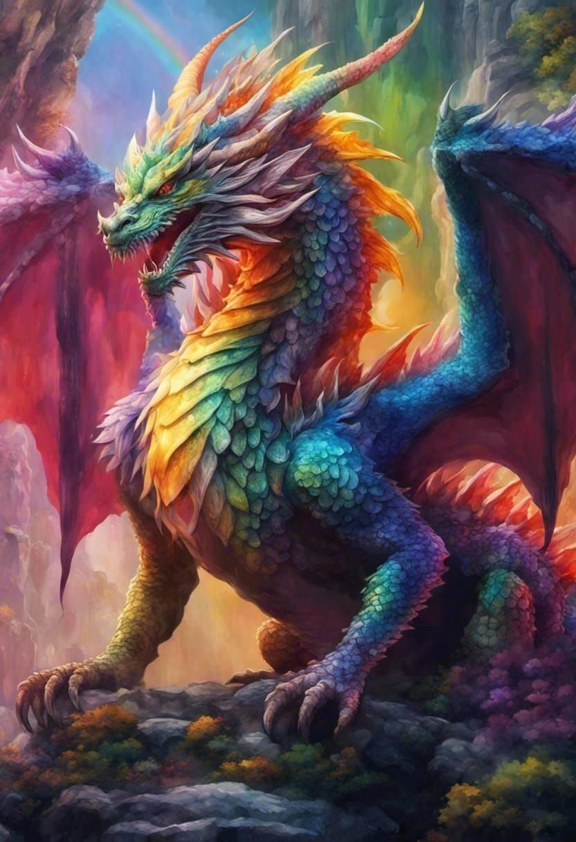 Retrorainbow Dragon - Ai Generated Artwork - Nightcafe Creator