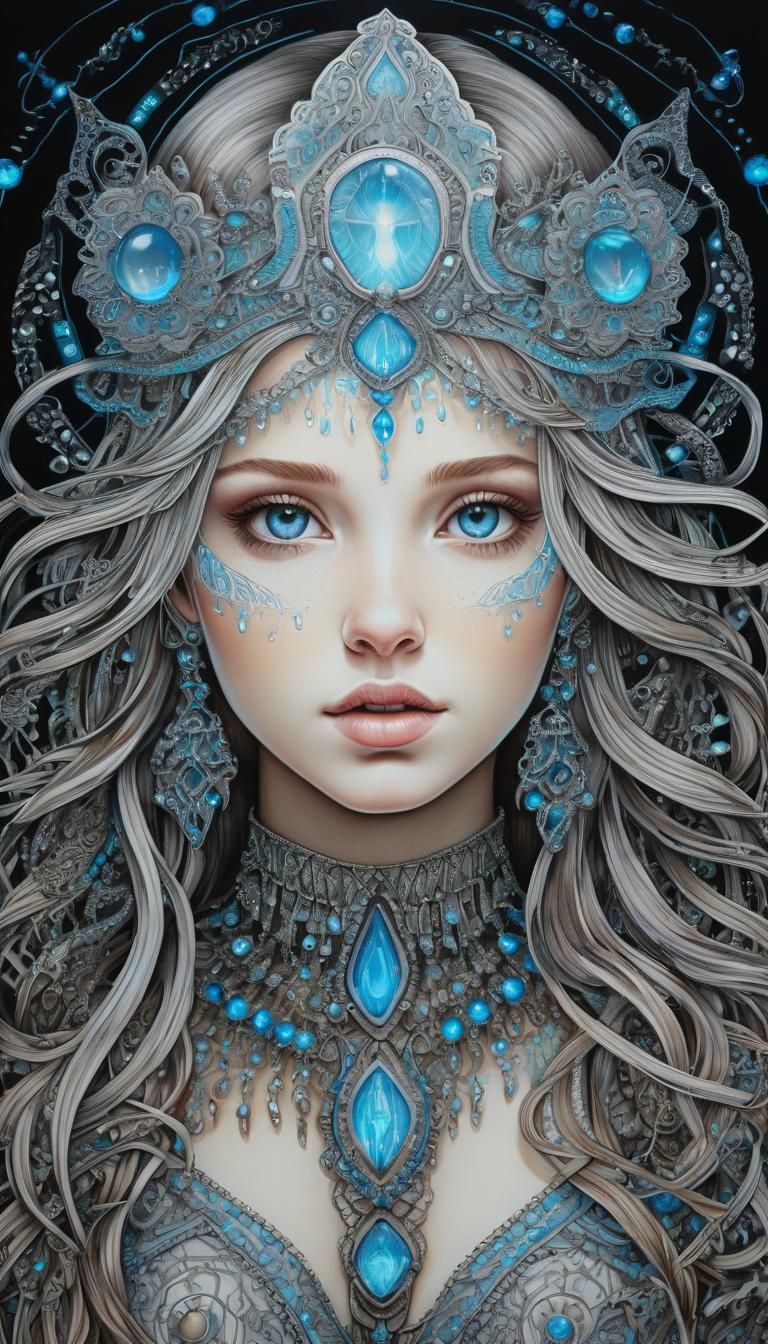 Bioluminescent Realistic ultradetailed Zentangle Stunning Be...