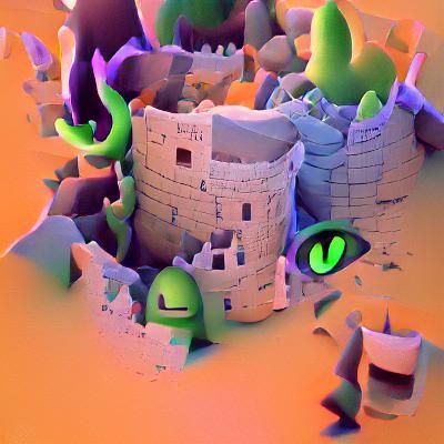 A ruined Castle Surrounded by monsters
