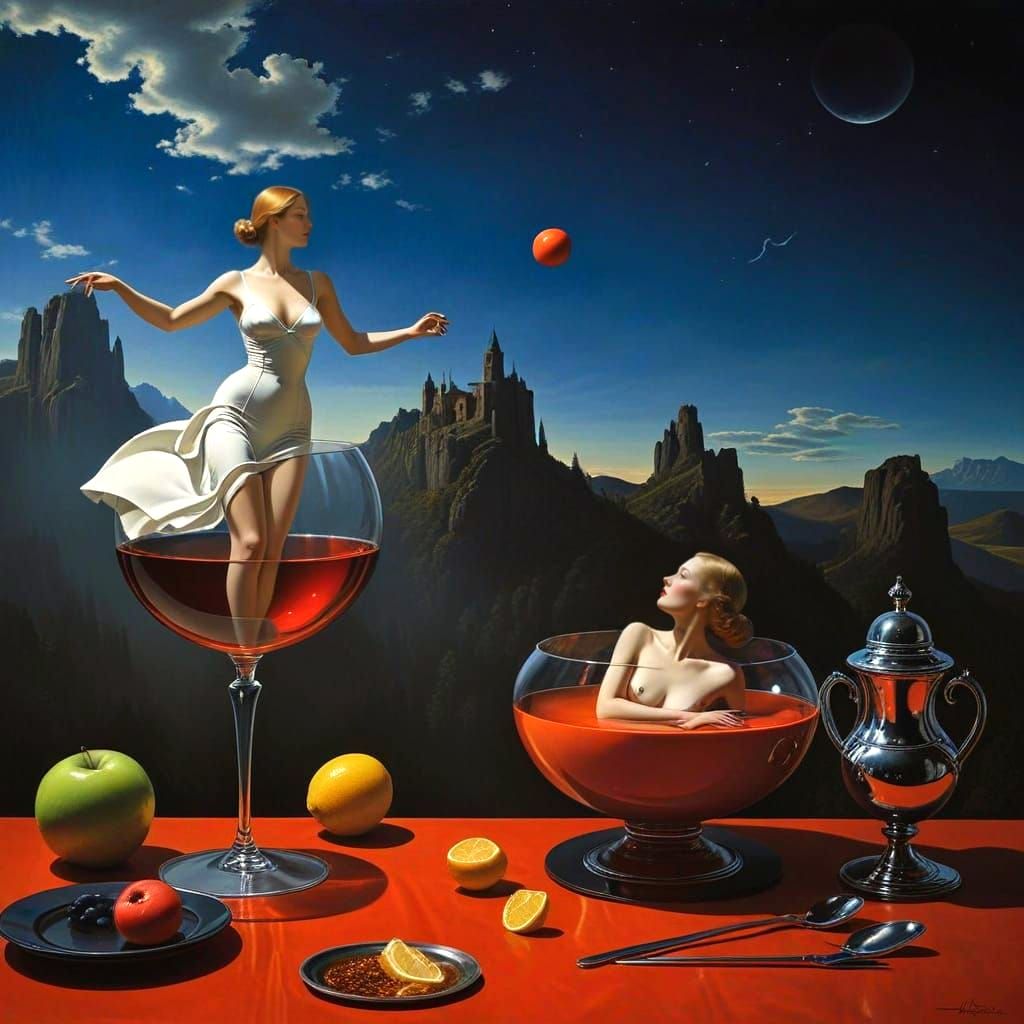 Ethereal Woman in Dreamlike Landscape