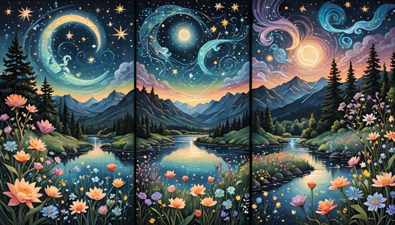 Triptych 1: "Celestial Dreams"
