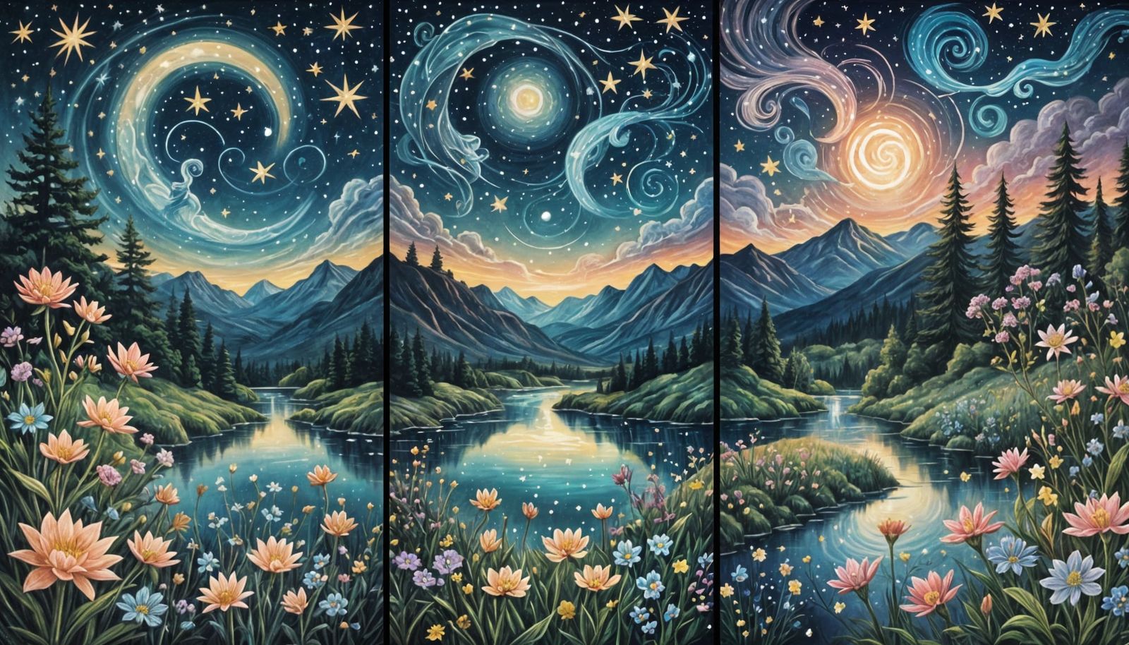 Triptych 1: "Celestial Dreams"
  by @KomBib