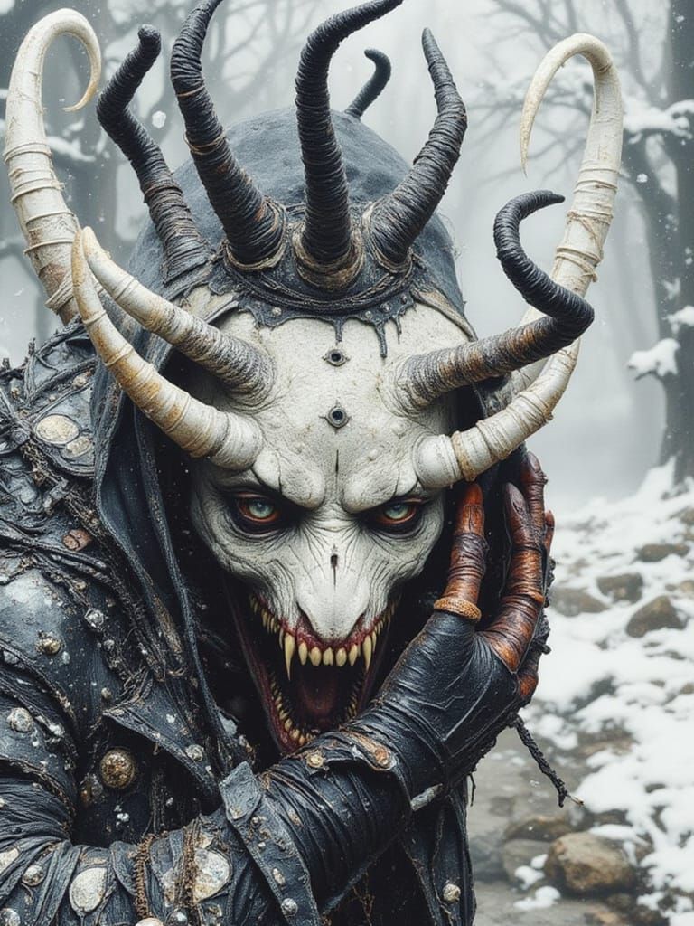 Horrorcore Demon Creature in Snowy Dark World