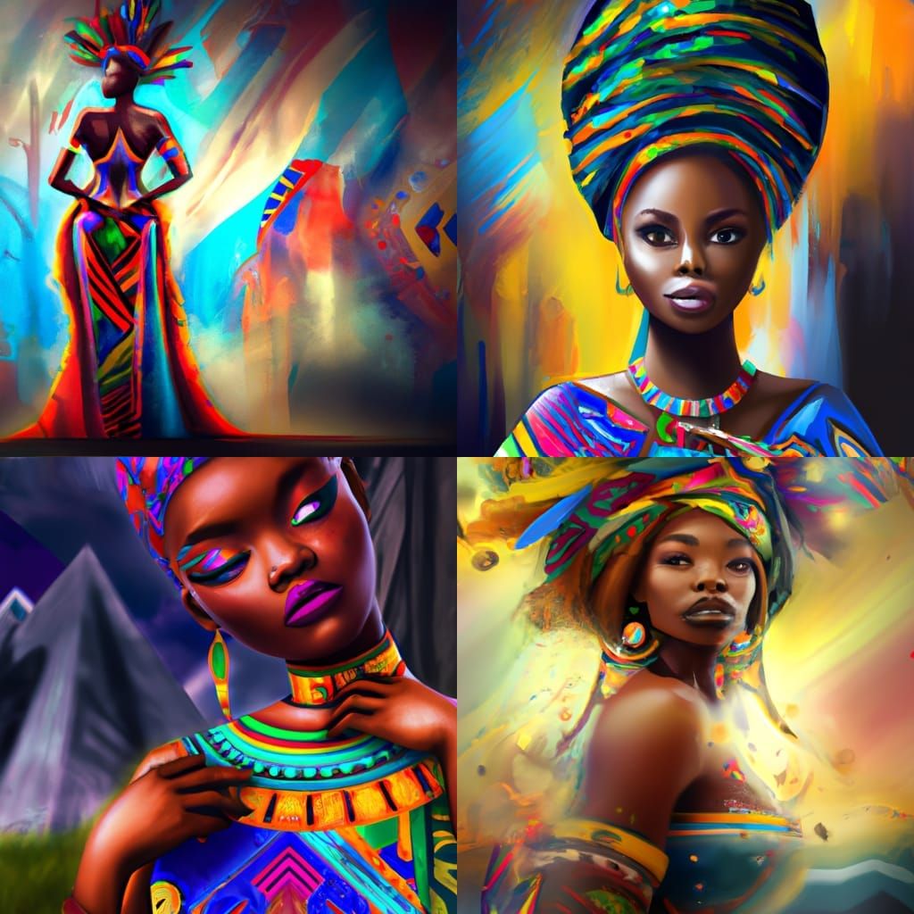 Beautiful African Woman Dressed In Colourful African Wear Colourful   Y2j7ecZe2JNe5Pa1c06Y  Grid 