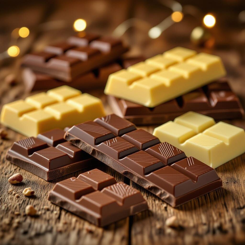 Swiss Chocolate Bars: A Delicious Variety in Macro Photograp...