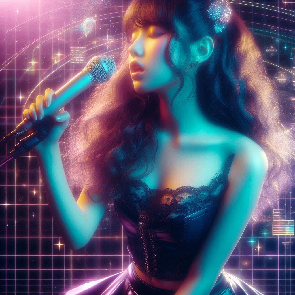 space fantasy sensual (portait:1.5) cute japanese girl singe...