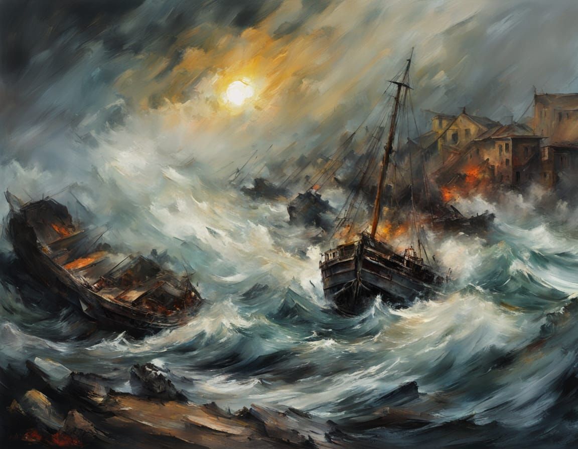 Destruction of the coastal harbor  by @Abbydon