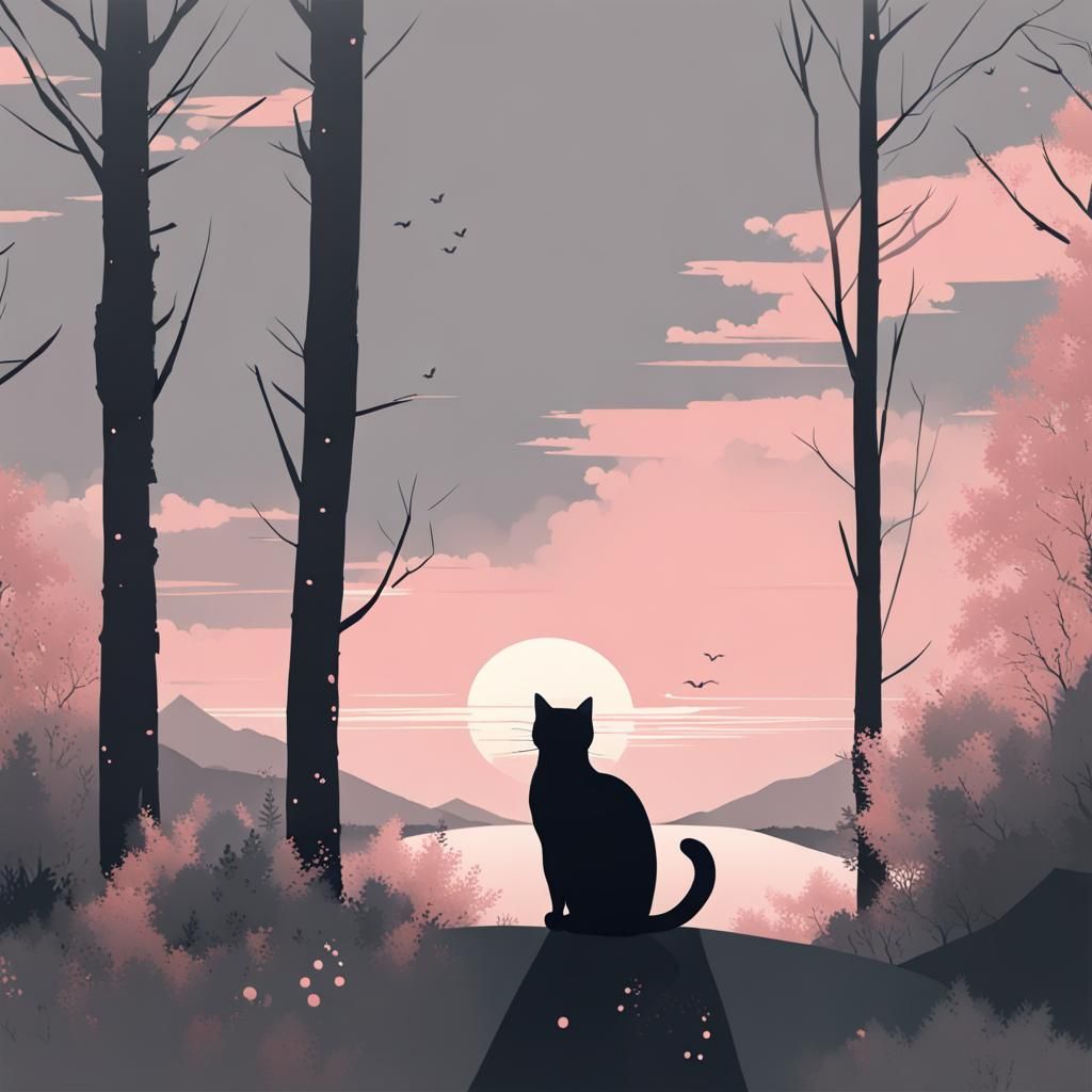cat in ash grey and blush