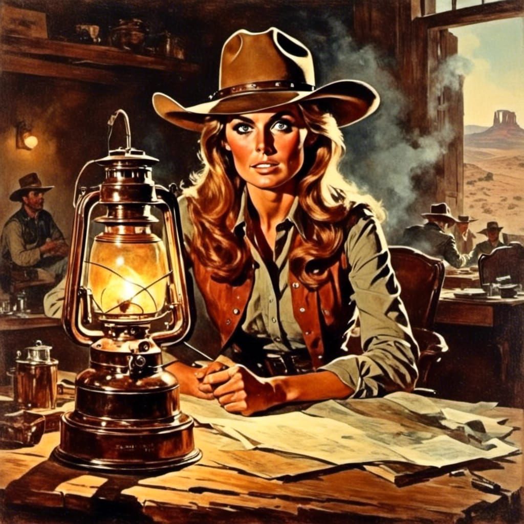  <lora:WomenGunslingers:1.0> The Lamp