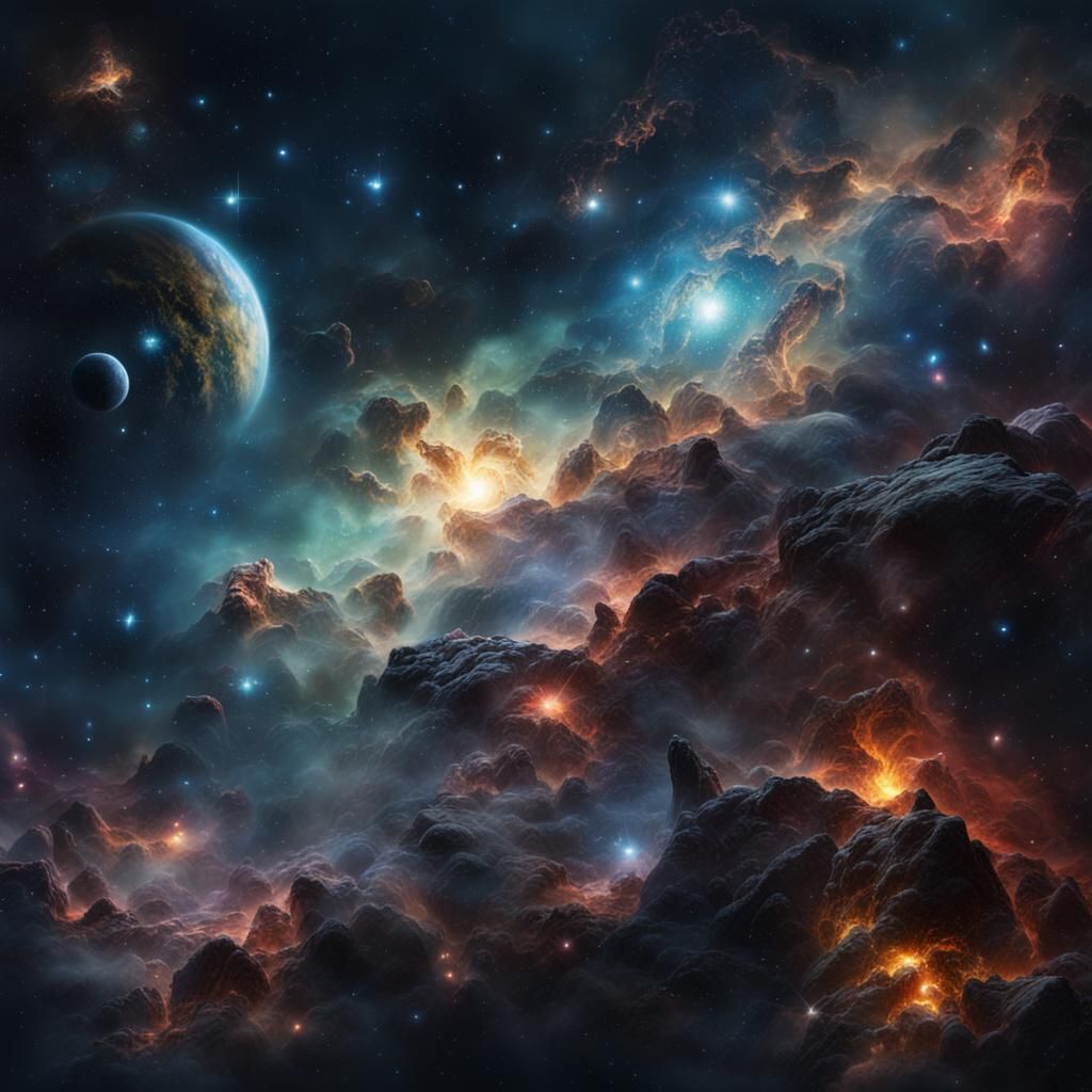 Undiscovered galaxy full of Nebulas and constellations.   by @Odinson616