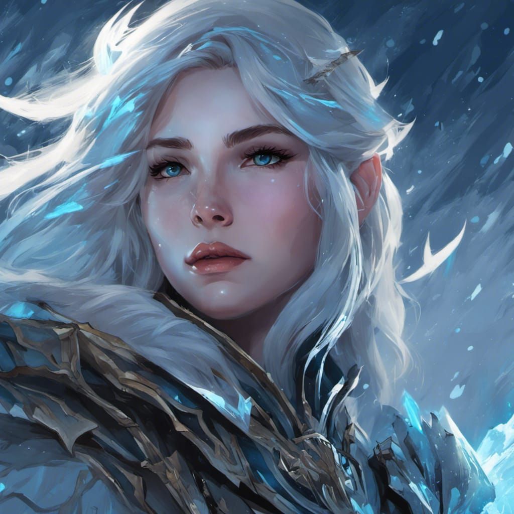 Intricate Cute Jaina Proudmoore On Bioluminescent Blue Glow Frost 