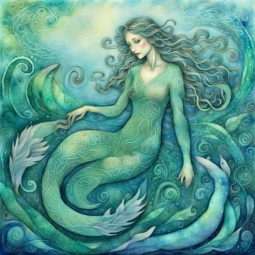 Shimmering sea green selkie.
