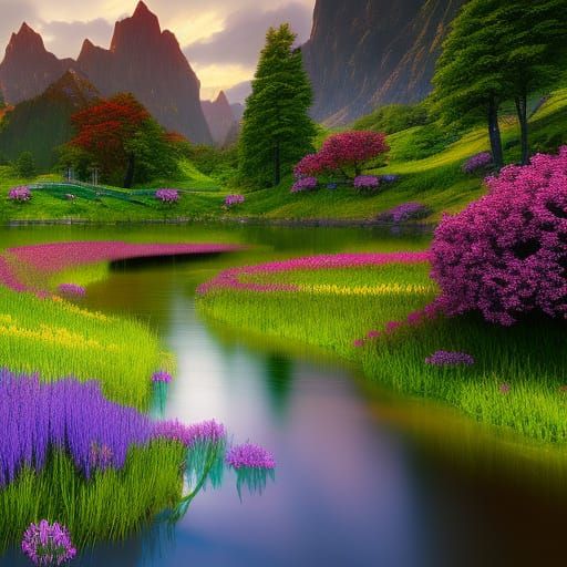 Flowers along the river