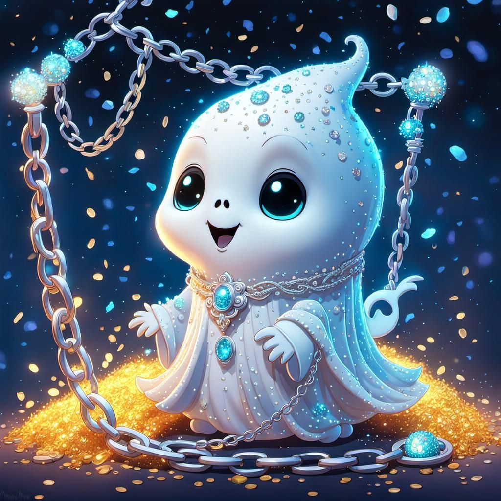 Confetti Ghost Breaking Free of Its Chains 🔗👻🎉 AI Generated Artwork NightCafe Creator