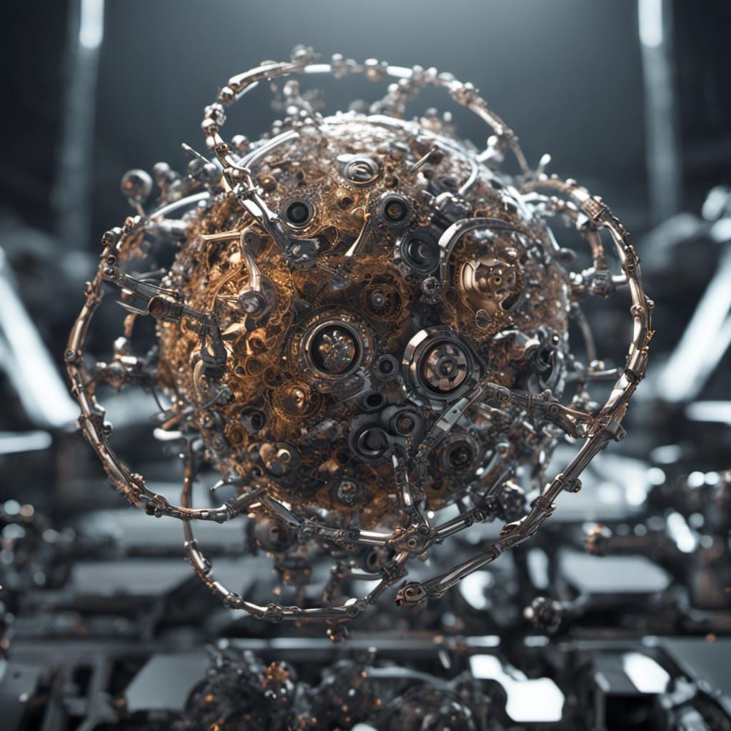 the virus of hate held back by the good atoms and cells with...