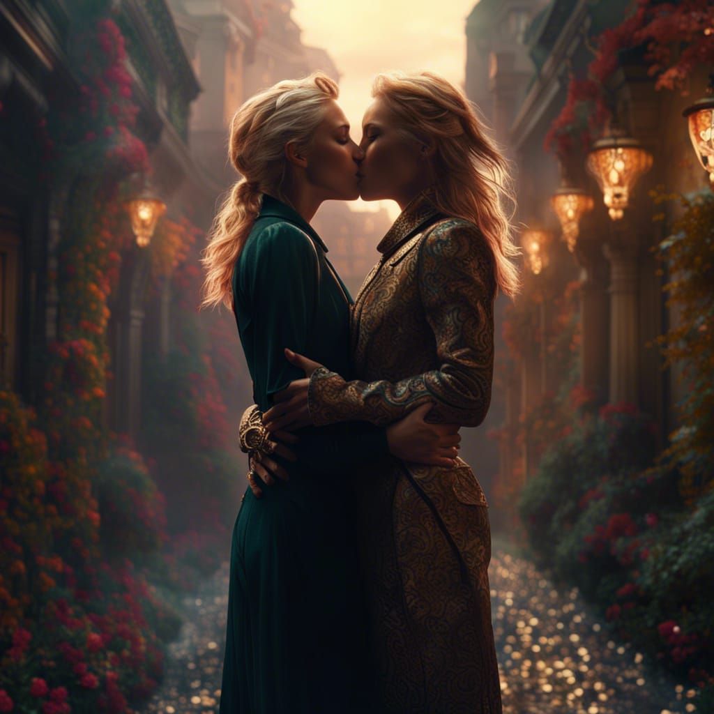 Lesbian Kiss: Epic Cinematic Digital Painting