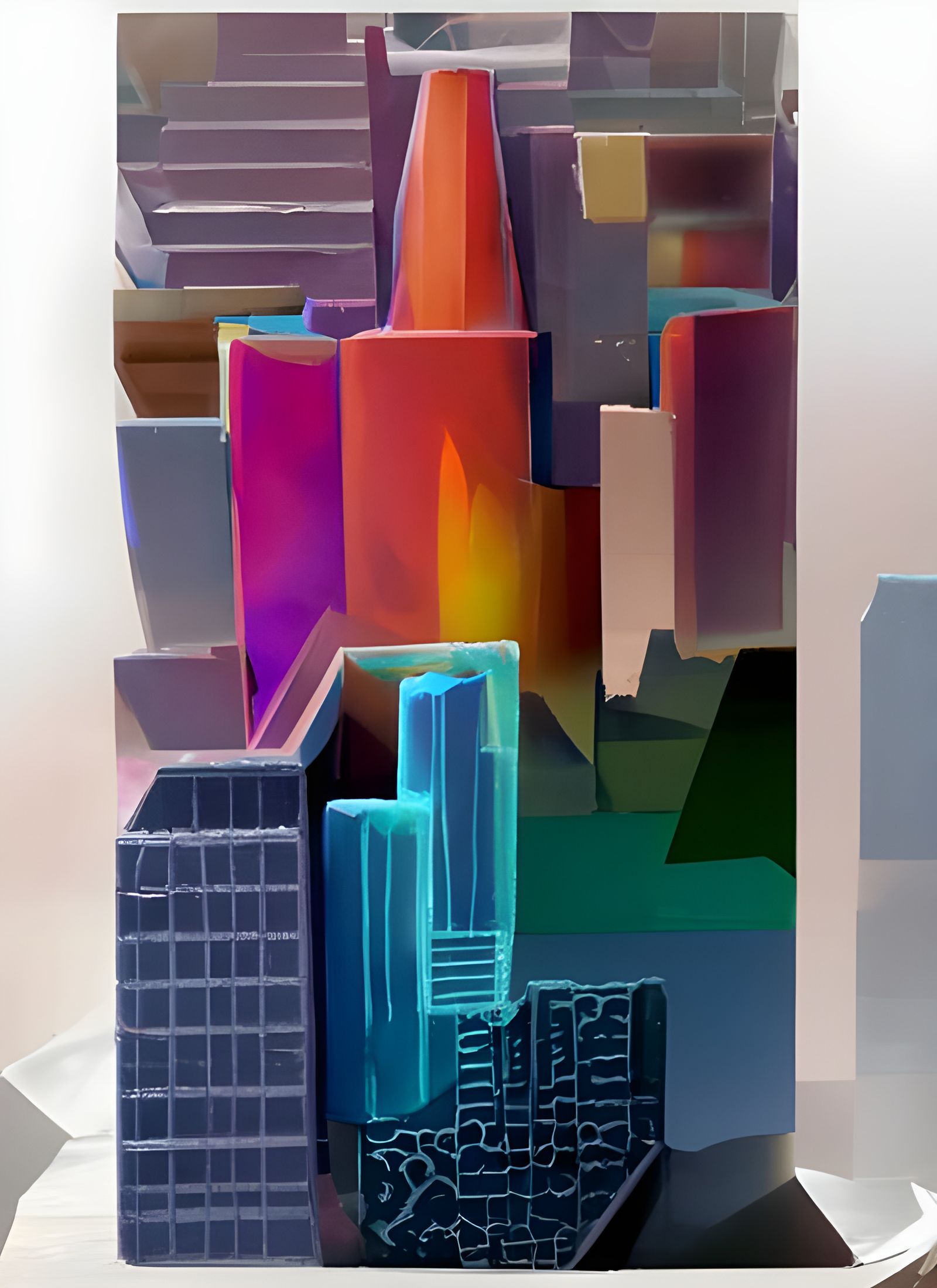 Isometric crystalline cityscape