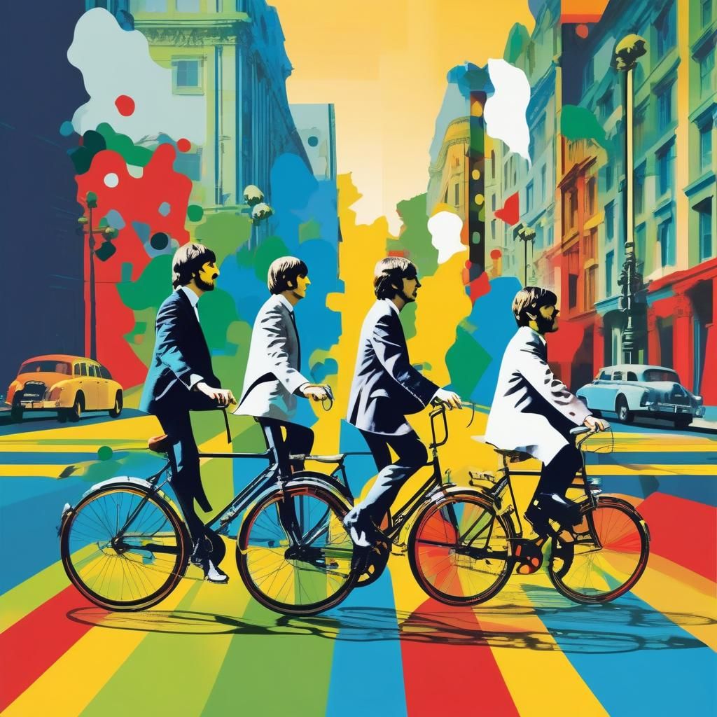 Fab Four on Bikes on Abbey Road