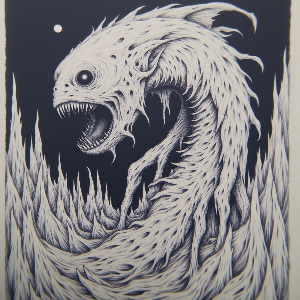 <lora:Nasty sketchbook:1.0> Dark surrealism : sketch : dagon