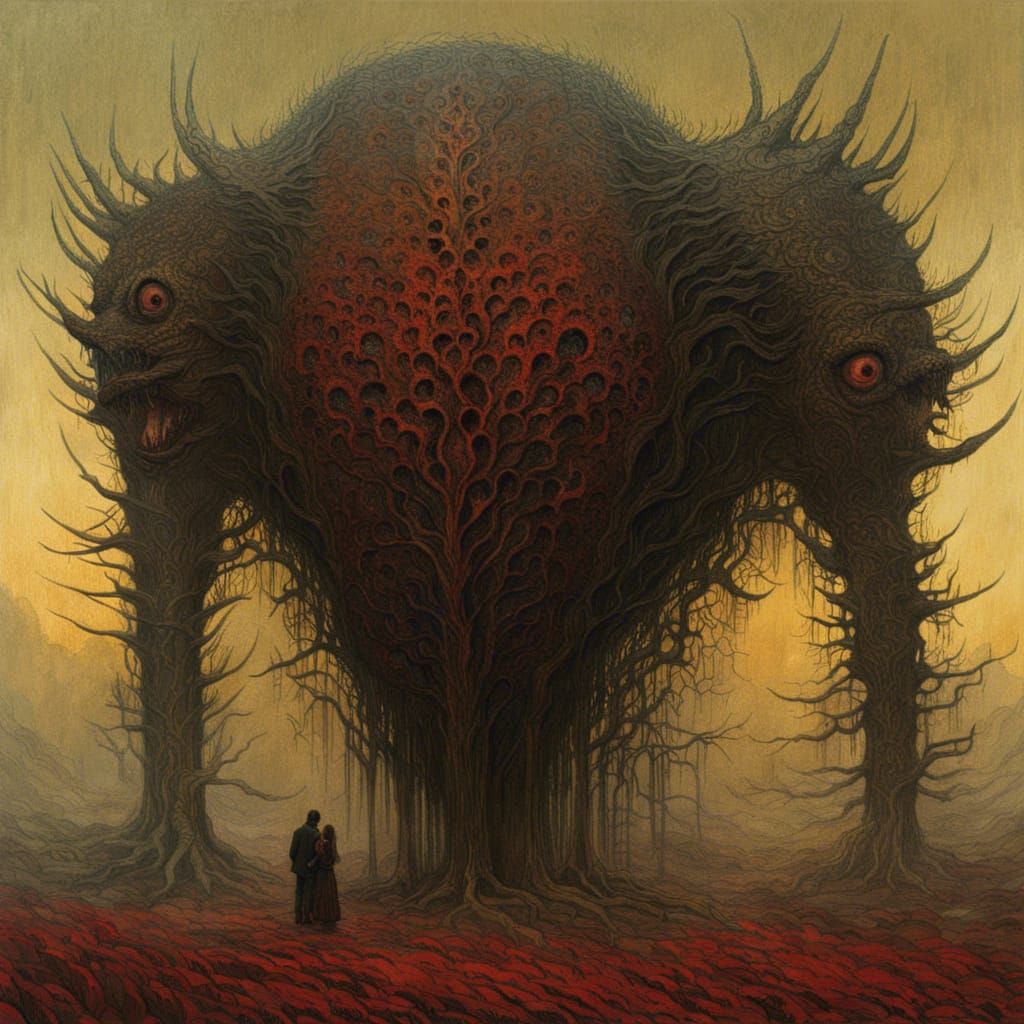 Passion and resentment - Beksinski - AI Generated Artwork - NightCafe ...