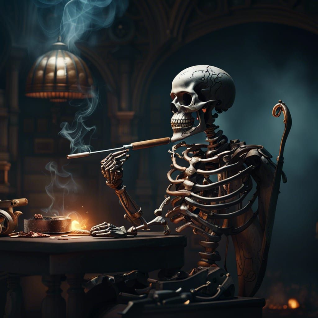 Skeleton and their cigar