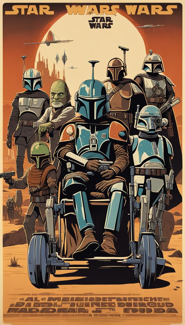 poster in the original Star Wars style from the 70's, where the ...