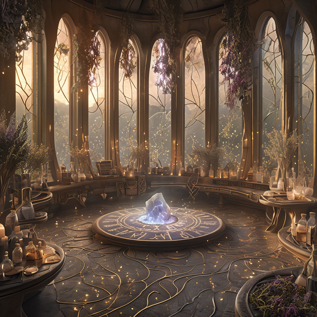 The mysterious key tower interior view: The alchemy room