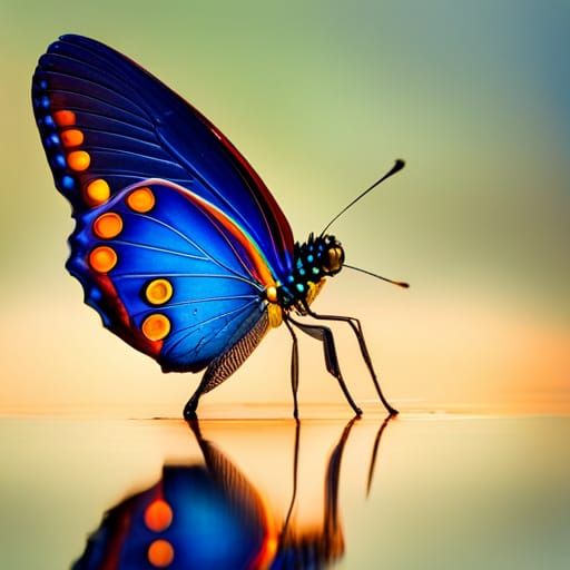 blue butterfly reflection : r/nightcafe