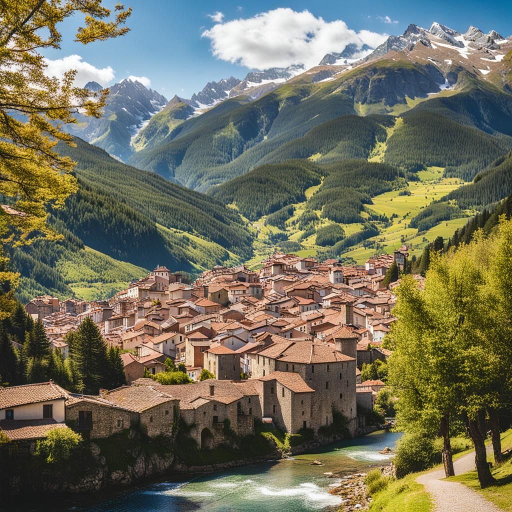 Mountain town in the Pyrenees