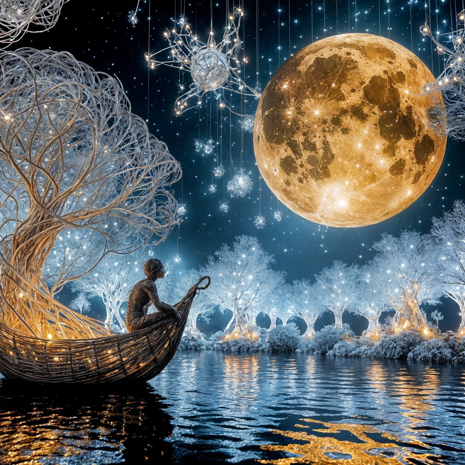 Wireframe moonlight Night