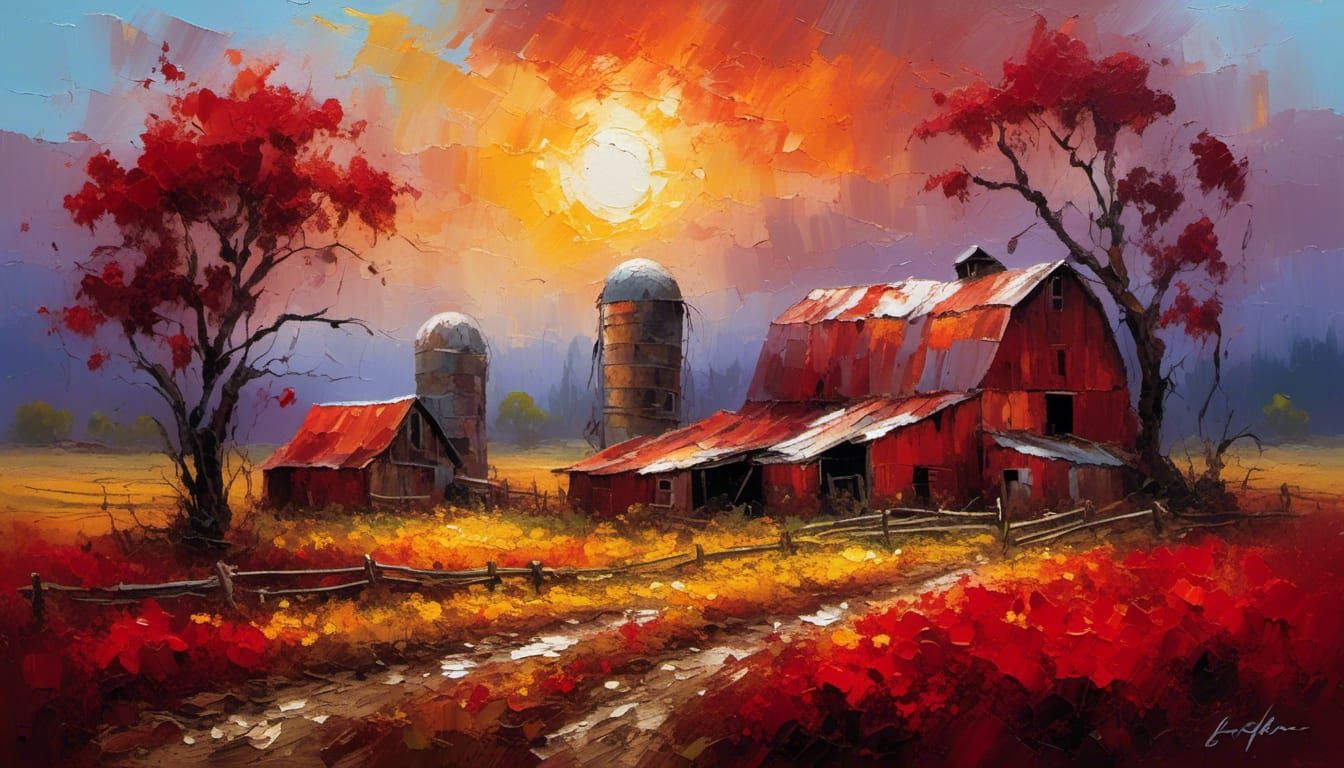 a Sundrenched Farm, Ipasoto Oil Paint  by @Tommy Ferreira