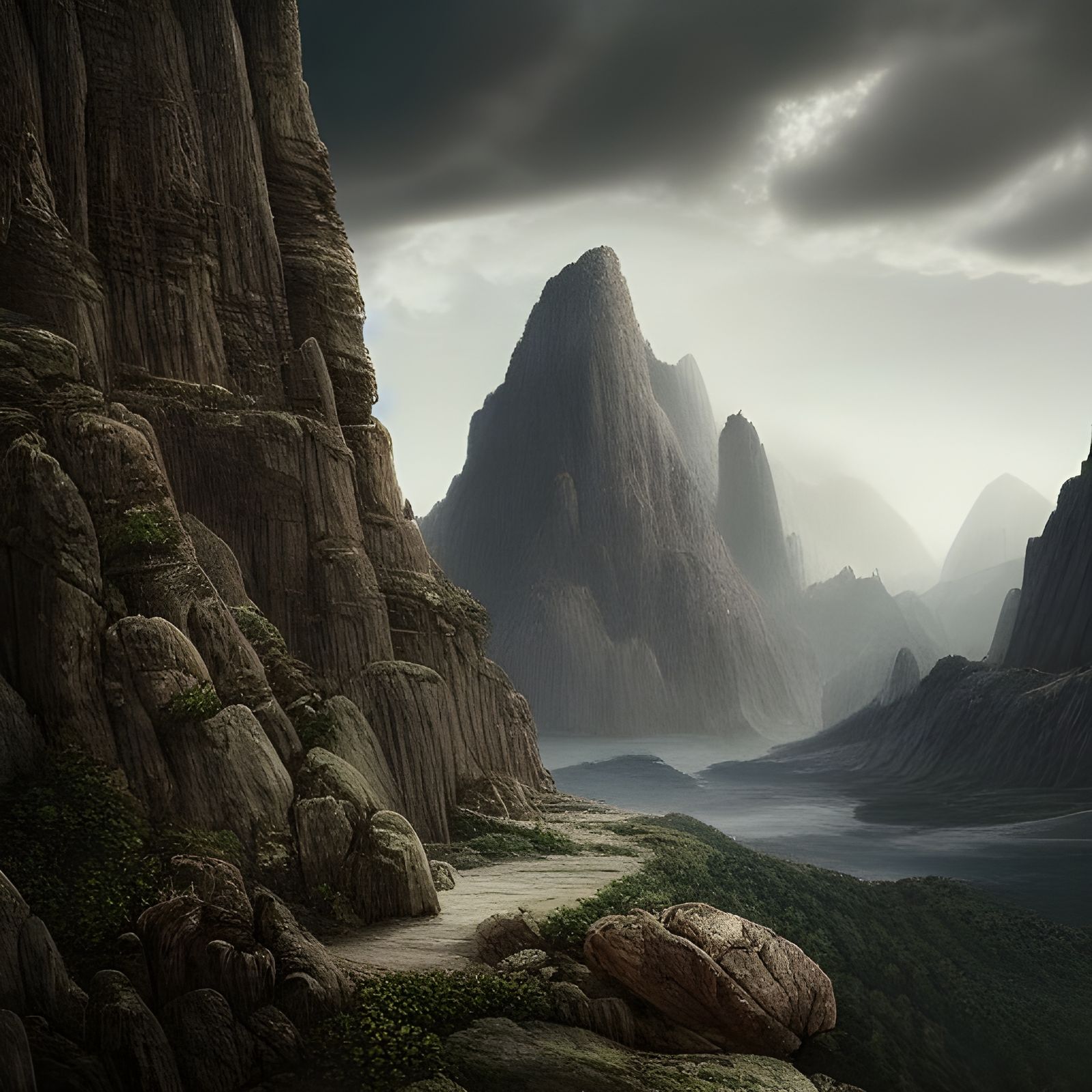 Mountains, detailed, hyperrealism