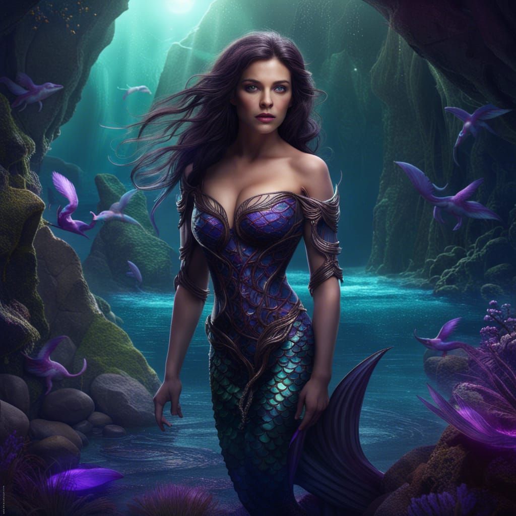 Mermaid swimming in a cave in the cove  by @Litnut17