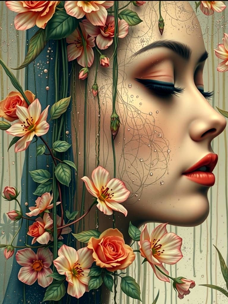 Très belle femme de profil, yeux baissés ombrés de rose, 5 ♥  by @NadO B B