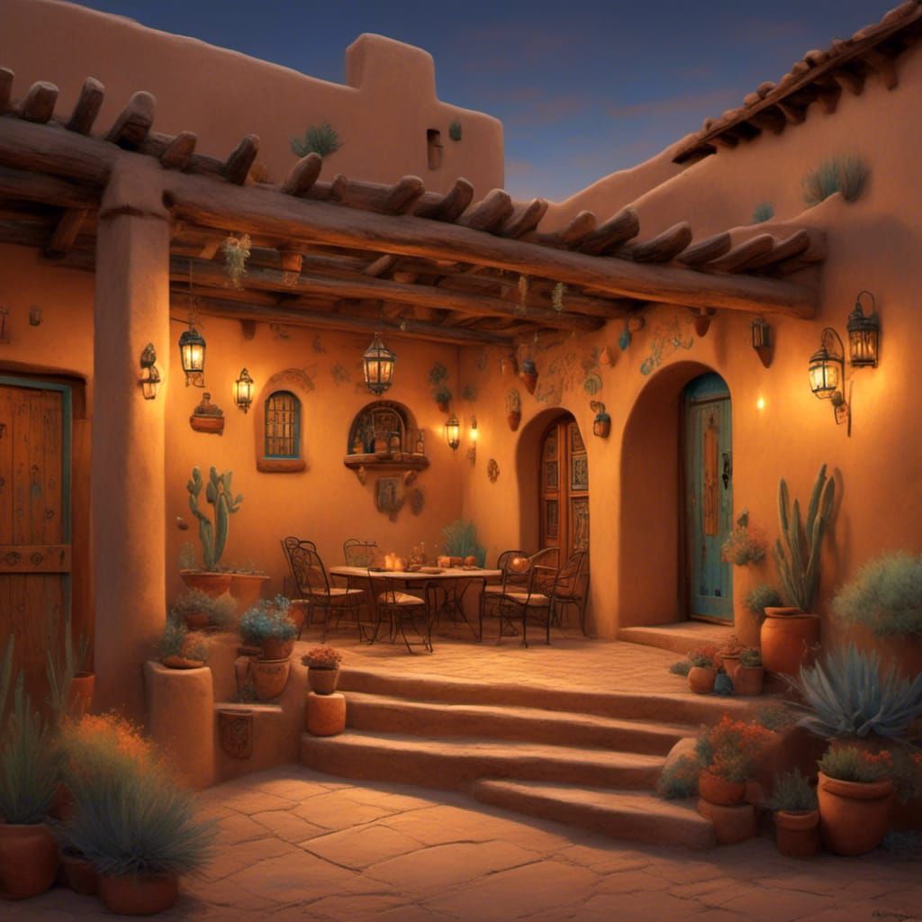 a sloppy minimalist savant pencil sketch of a hypothetical SantaFe Stucco style, Cantina at golden hour by candle light. extreme close-up. <...