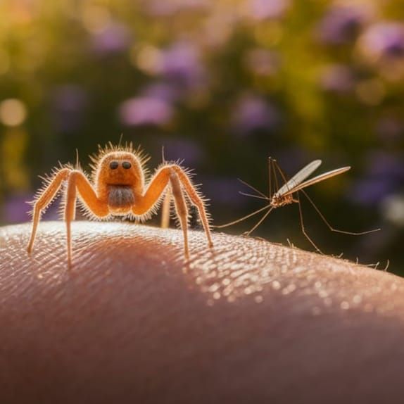Jumping spider and mosquito