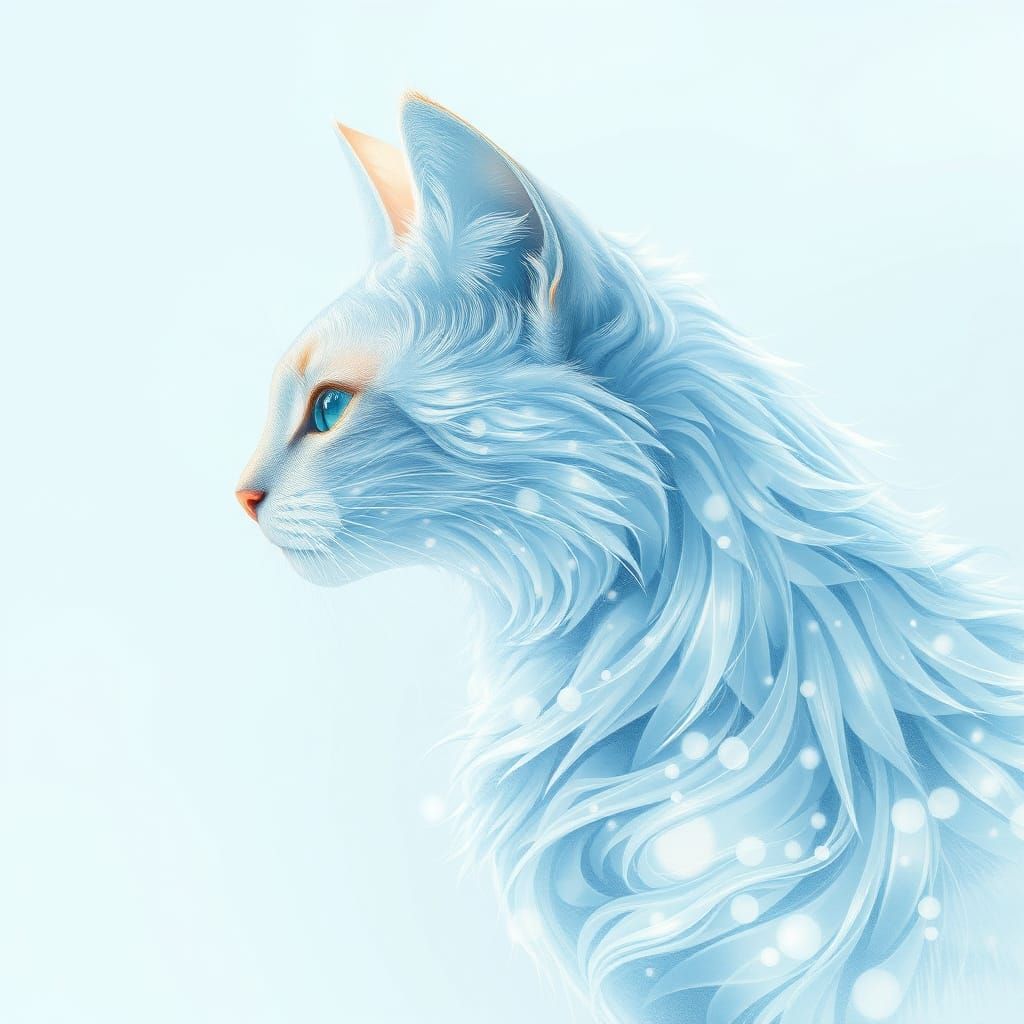 Ethereal Feline Goddess Emerging from Summer Mist