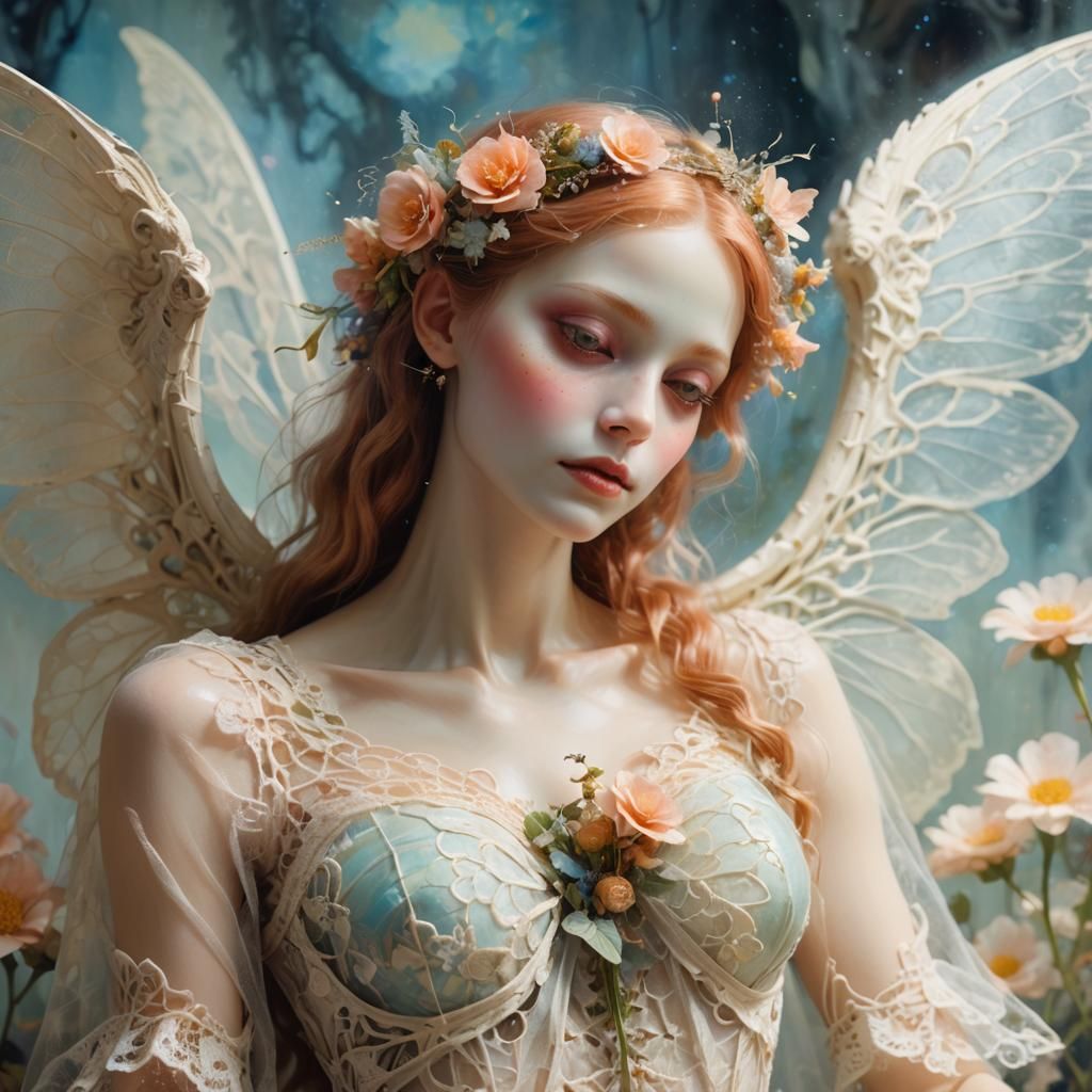 Whimsical Skeletal Fairy in Classicism Style