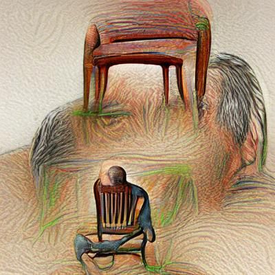 Depressed middle aged man sitting in chair