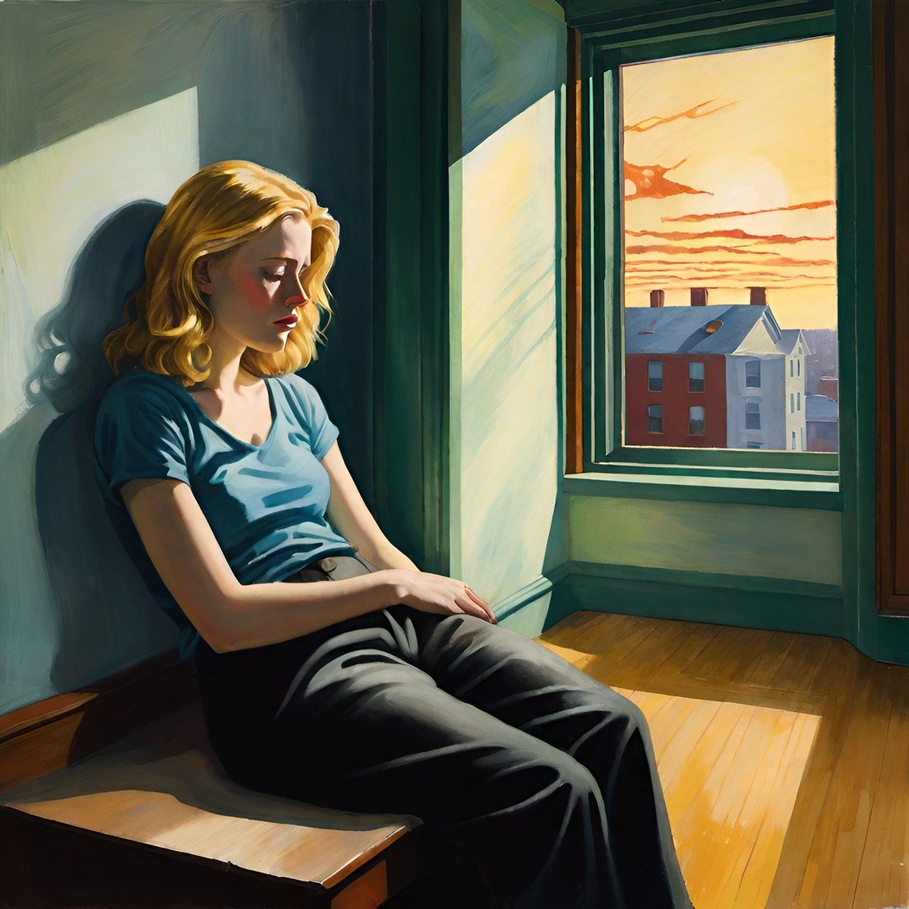 Oh Edward Hopper Why am I so sad, alone, and lonely? AI Generated